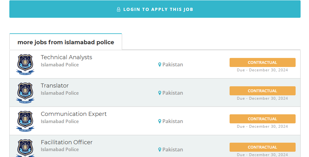 Online Apply for Islamabad Capital Territory (ICT) Police Jobs